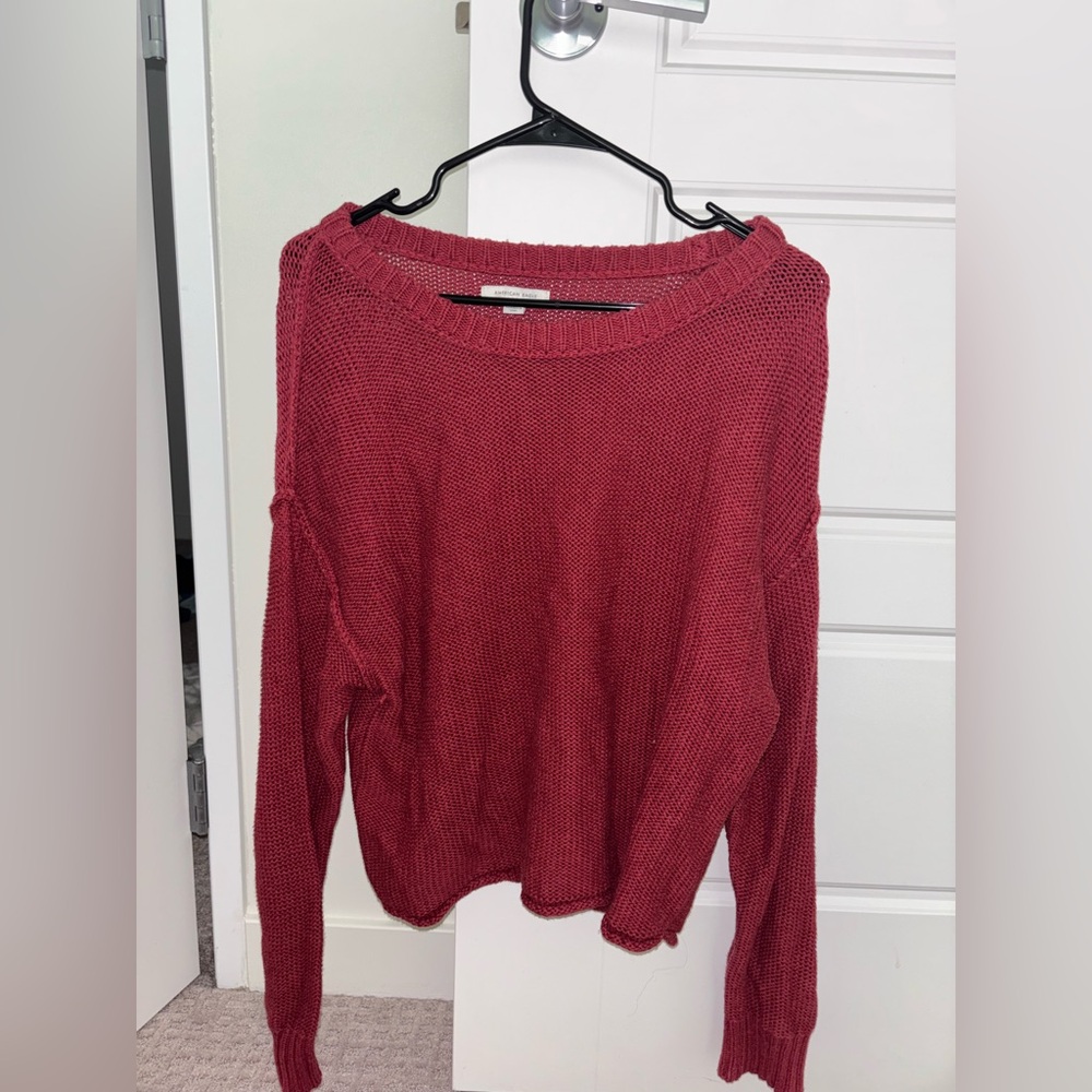 Women's American Eagle Cropped Knot Red Sweater